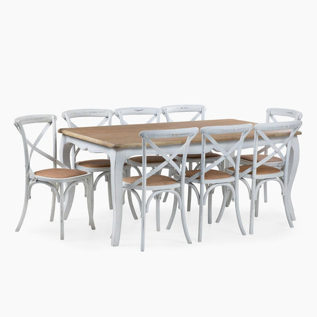 JUEGO COMEDOR MESA VITTORIA BLANCA + 8 SILLAS RETRO BLANCA - 2