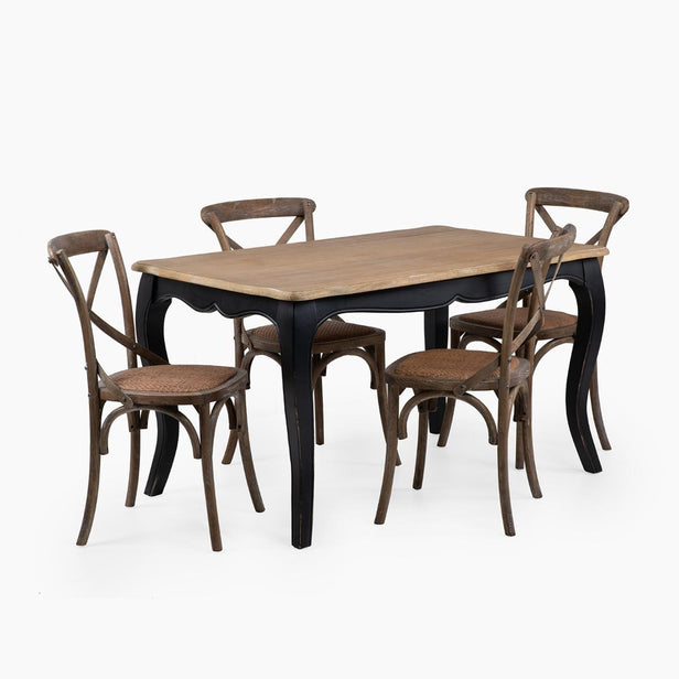 JUEGO COMEDOR MESA VITTORIA NEGRA + 4 SILLAS RETRO ALBAYALDE - 2
