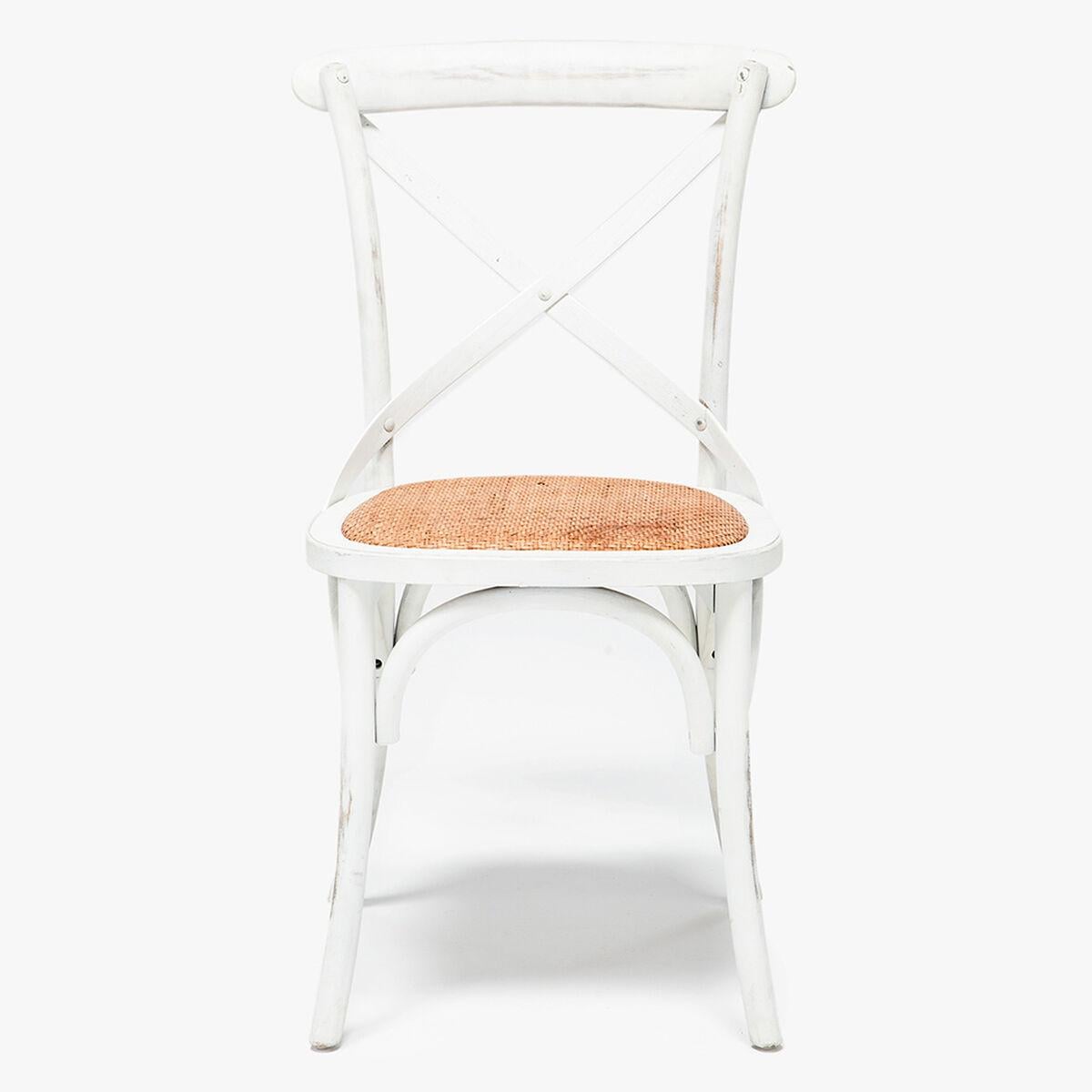 MESA COMEDOR VITTORIA RECTANGULAR BLANCA 135X85X75 CM + 6 SILLAS RETRO BLANCAS 44X42X89 CM - 5