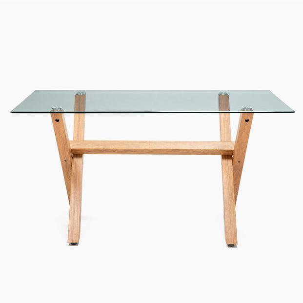 JUEGO COMEDOR MESA CROSS NATURAL + 6 SILLAS CROSS NATURAL / CAFÉ - 3