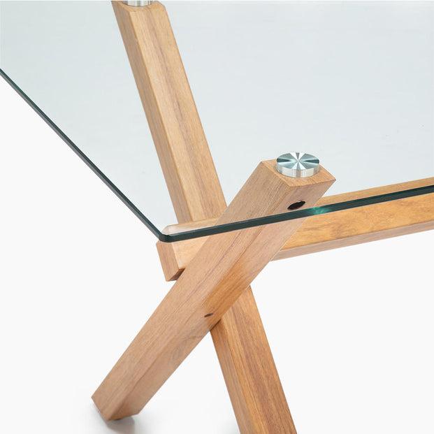 JUEGO COMEDOR MESA CROSS NATURAL + 6 SILLAS CROSS NATURAL / CAFÉ - 4