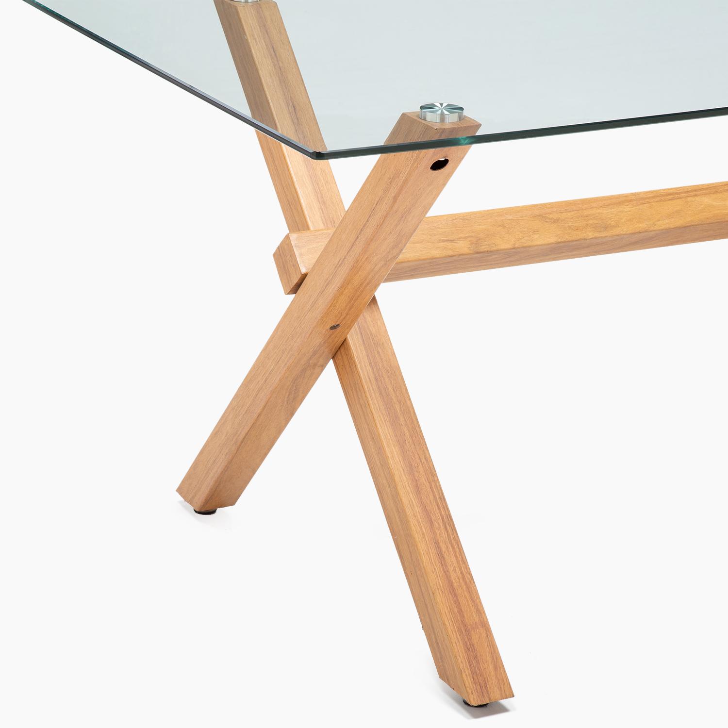 JUEGO COMEDOR MESA CROSS NATURAL + 6 SILLAS CROSS NATURAL / CAFÉ - 5