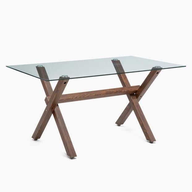 JUEGO COMEDOR MESA CROSS NOGAL + 6 SILLAS CROSS NOGAL / CANELA - 3