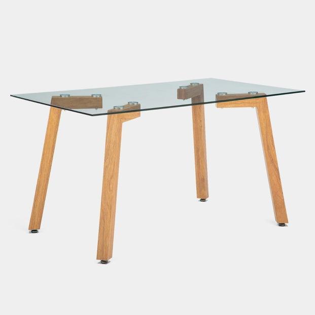 JUEGO COMEDOR MESA JOCKEY NATURAL + 6 SILLAS CROSS NATURAL / CAFÉ - 2