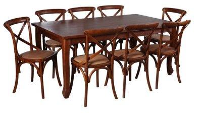 JUEGO COMEDOR MESA RETRO CAFÉ + 8 SILLAS RETRO CAFÉ MATE - 1
