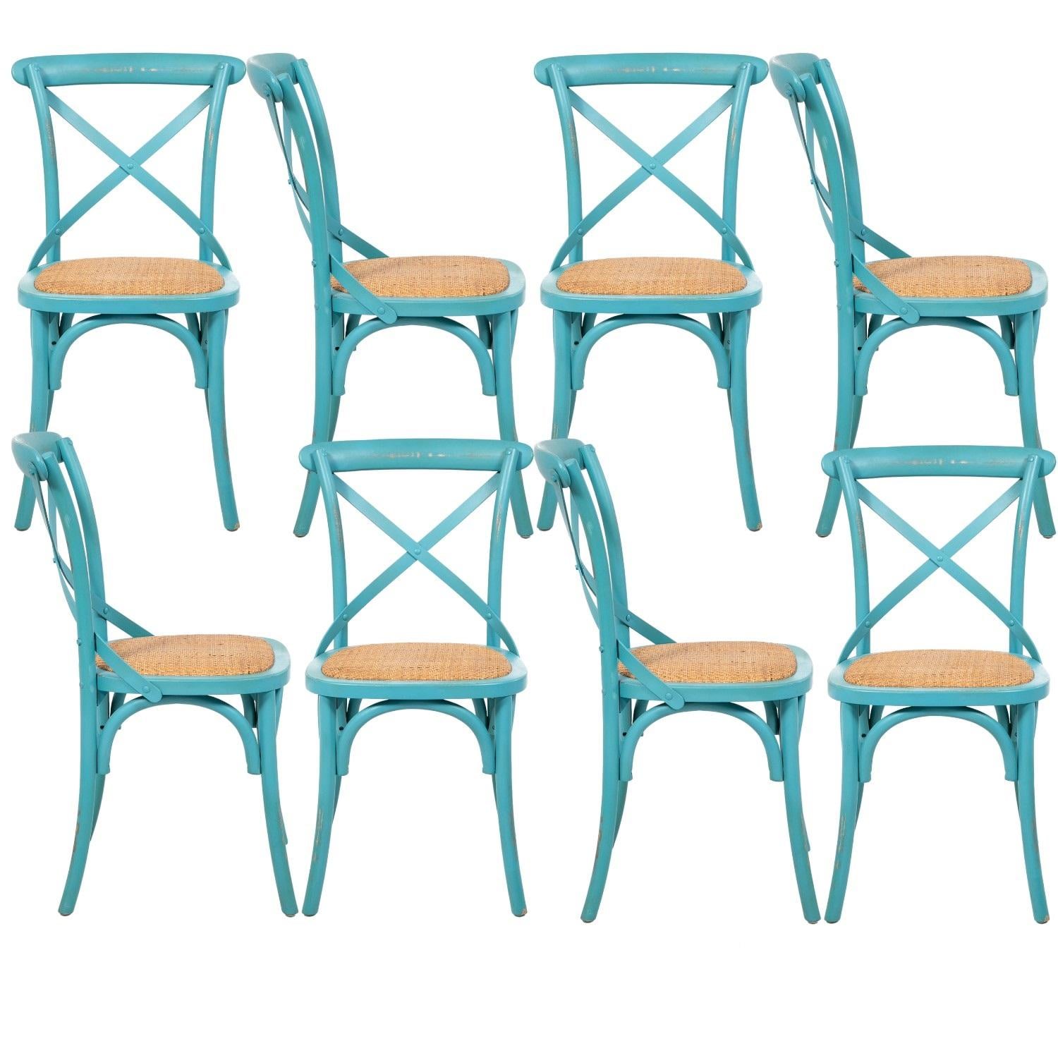 MESA COMEDOR RETRO RECTANGULAR BLANCA + 8 SILLAS RETRO TURQUESA - 4