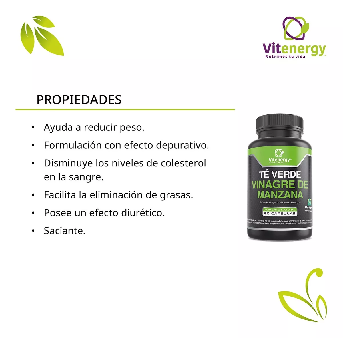 TÉ VERDE FUENTE VITAL - VINAGRE DE MANZANA + POMELO. PACK OFERTA - 2