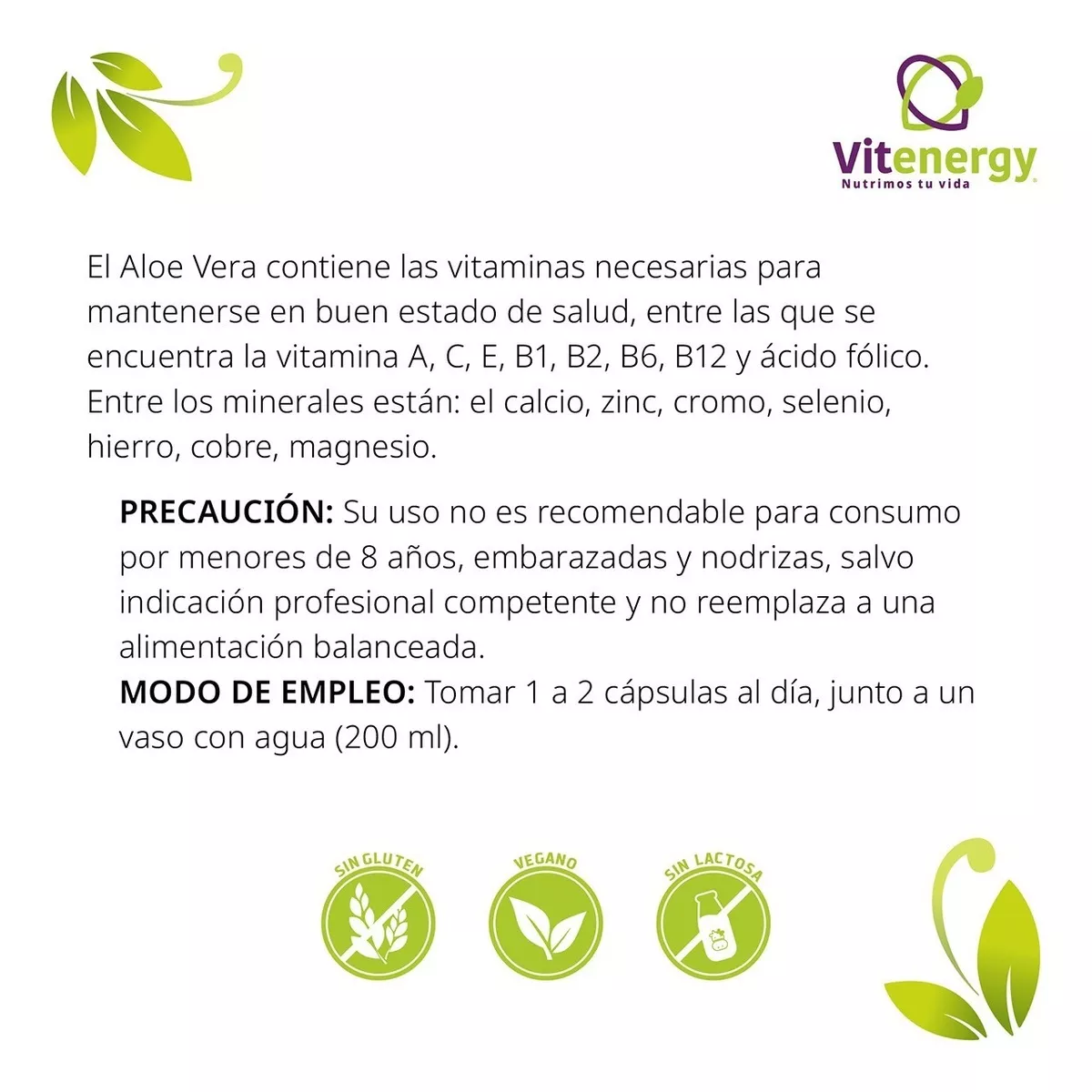 ALOE VERA FUENTE VITAL 100% CÁPSULAS VEGAN ESTREÑIMIENTO DIGESTIÓN X2 - 3