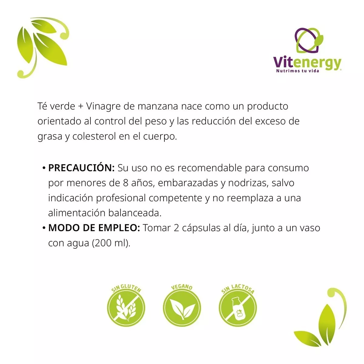 TE VERDE FUENTE VITAL + VINAGRE MANZANA X 3 DETOX DEPURADOR - 3