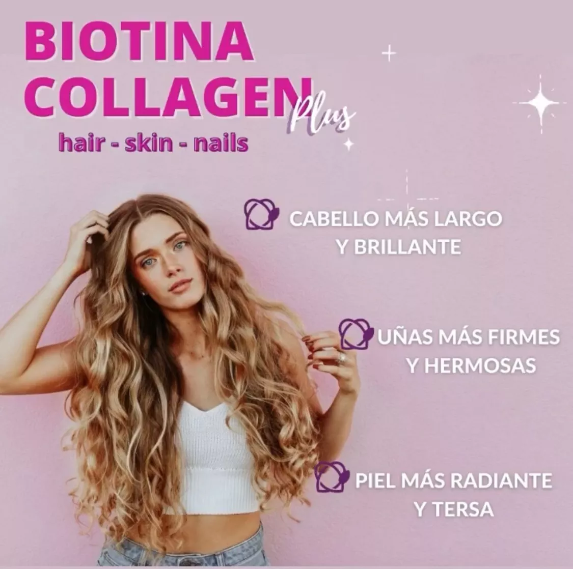 SUPLEMENTO ALIMENTICIO VITENERGY NUEVA BIOTINA COLLAGEN PLUS VITAMINAS CABELLO PIEL Y UÑAS! - 3