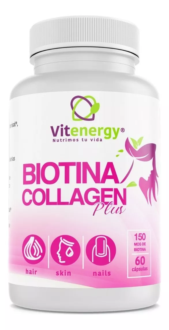 SUPLEMENTO ALIMENTICIO VITENERGY NUEVO BIOTINA COLLAGEN PLUS VITAMINAS CABELLO PIEL Y UÑAS! - 1
