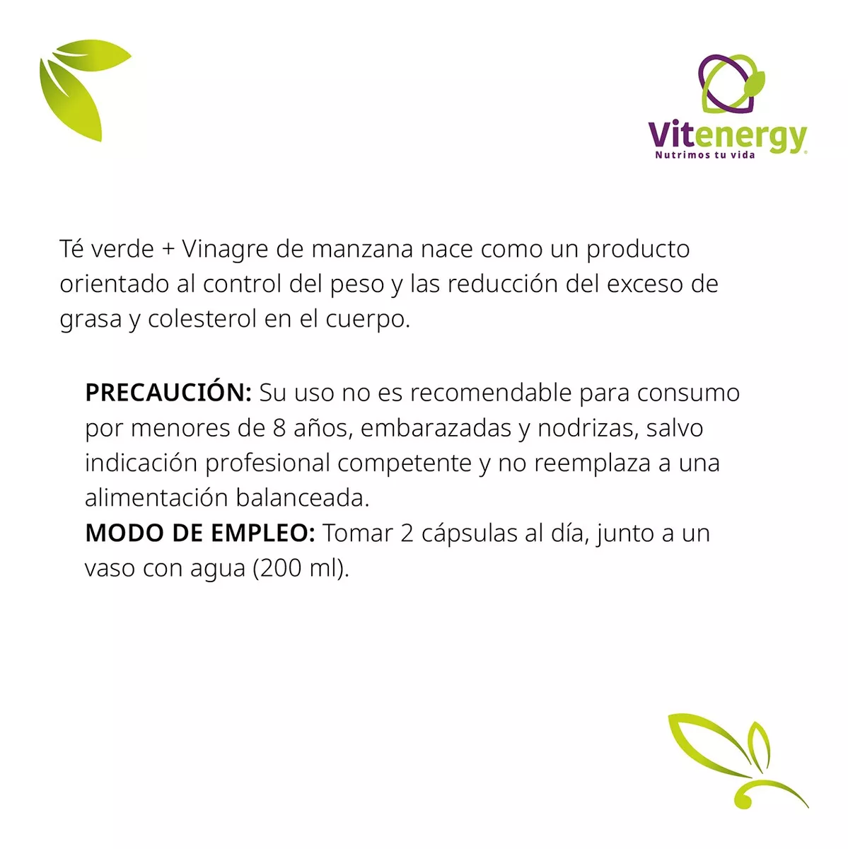 PACK VITENERGY TÉ VERDE VINAGRE DE MANZANA + LECITINA DE SOYA OFERTA - 3