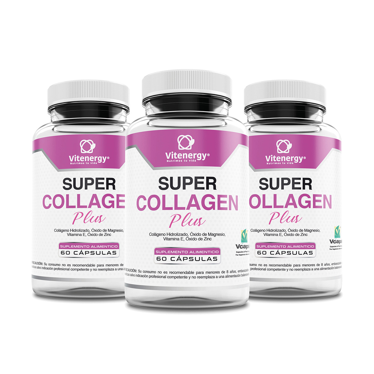 PACK X 3 VITENERGY COLÁGENO HIDROLIZADO FÓRMULA REFORZADA + ZINC + MAGNESIO VITAMINA E - 1