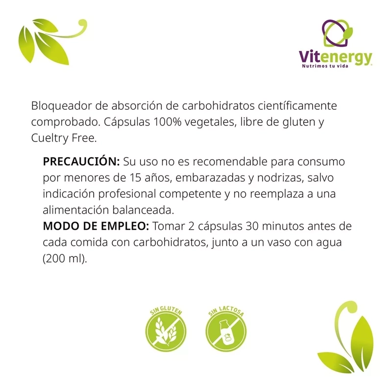 PACK 2 VITENERGY LIPO SLIM BLOQUEADOR CARBOHIDRATOS CONTROL DE PESO - 3