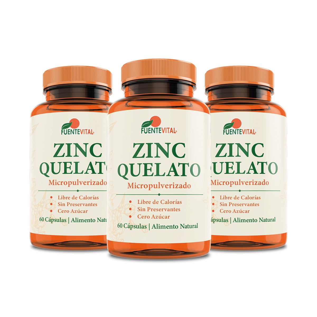 PACK X 3 FUENTE VITAL ZINC QUELATO CÁPSULAS VEGETALES - 1
