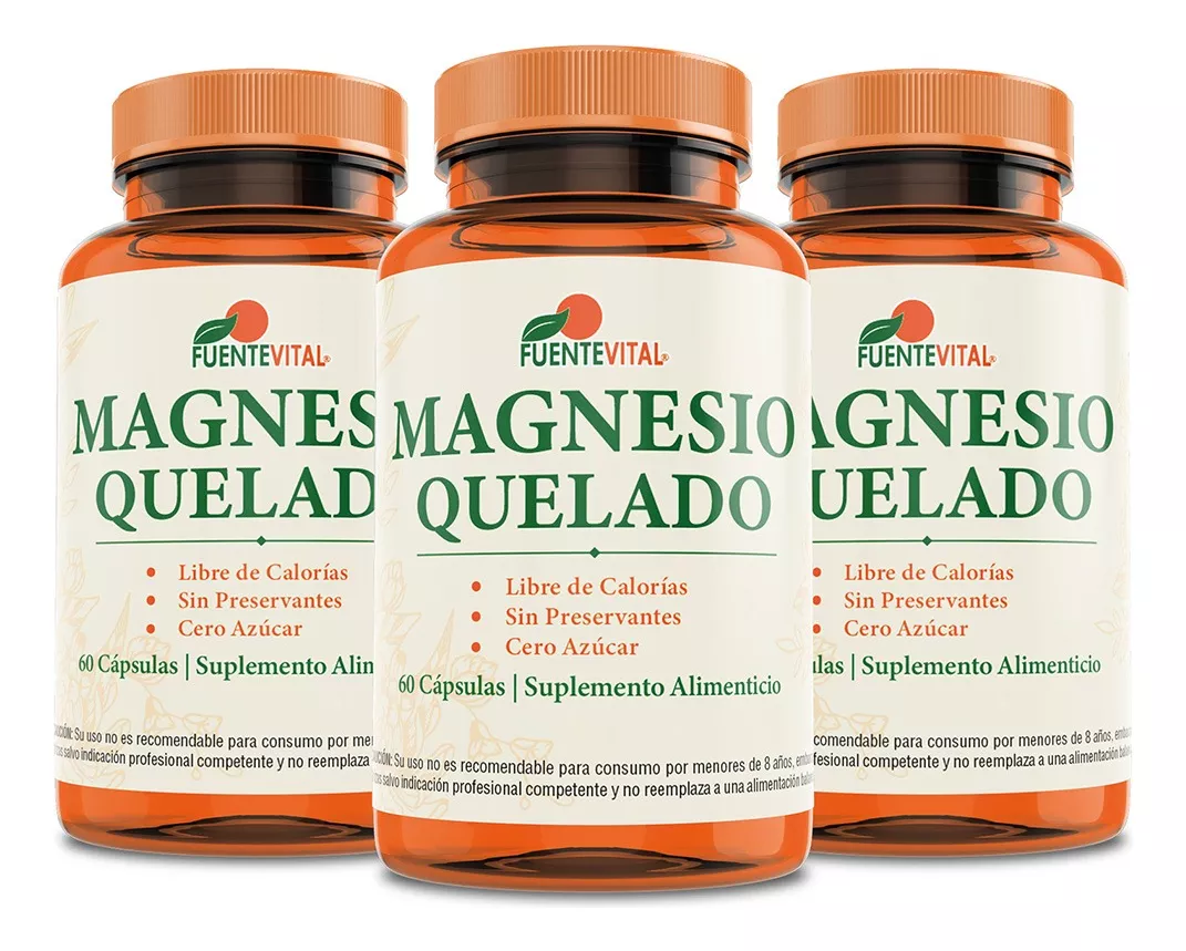 PACK X 3 FUENTE VITAL MAGNESIO QUELADO CAPSULAS 100% VEGETALES - 1
