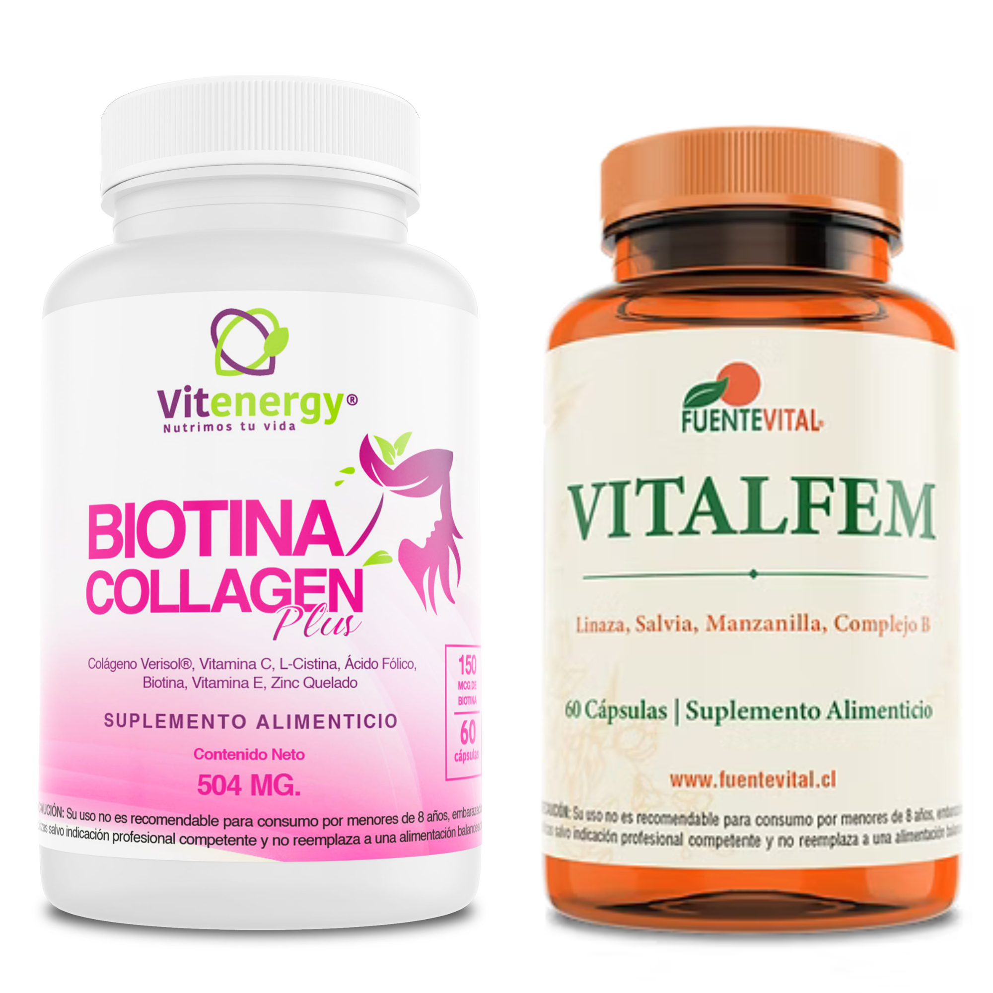 PACK FUENTE VITAL COLÁGENO BIOTINA + VITAMINAS MENOPAUSIA MENOPAS OFERTA - 1