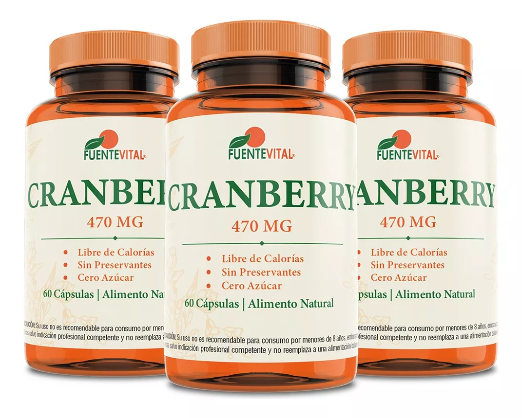 SUPLEMENTO ALIMENTICIO FUENTE VITAL CRANBERRY ARANDANO ROJO CÁPSULAS VEGETALES 470MG OFERTA X3 - 1