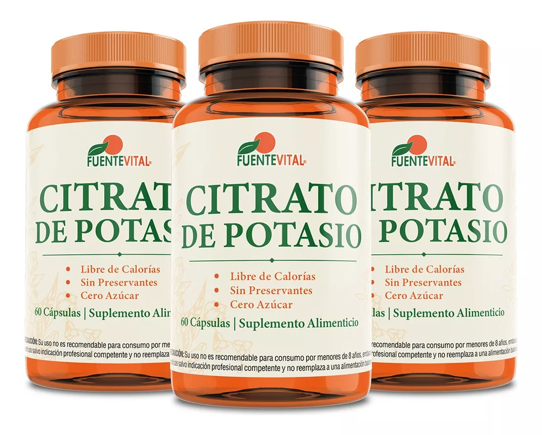 PACK X3 FUENTE VITAL CITRATO DE POTASIO 180 CÁPSULAS VEGETALES OFERTA - 1