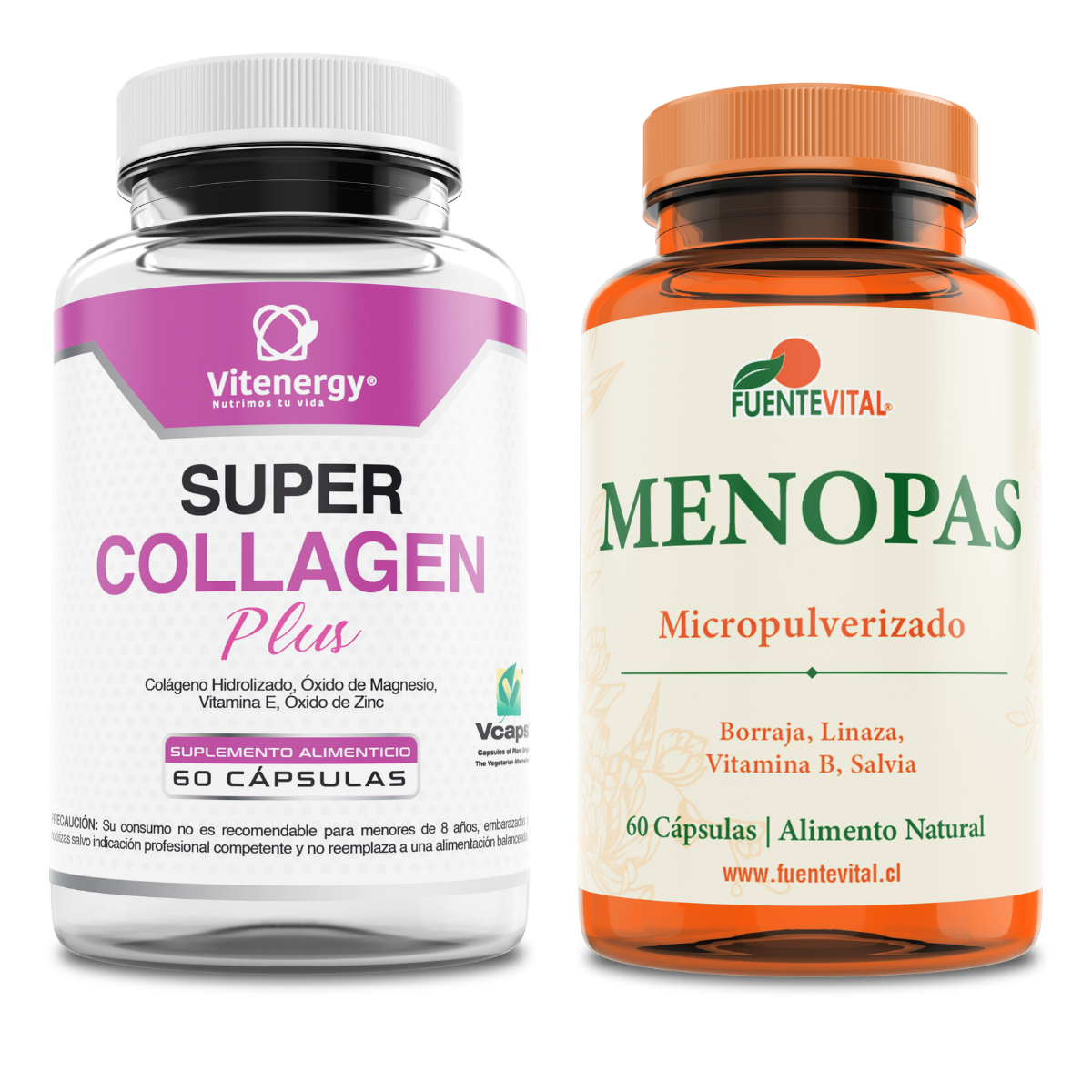 PACK VITENERGY COLÁGENO PLUS ZINC VITAMINA E MAGNESIO + VITAMINAS MENOPAUSIA - 1