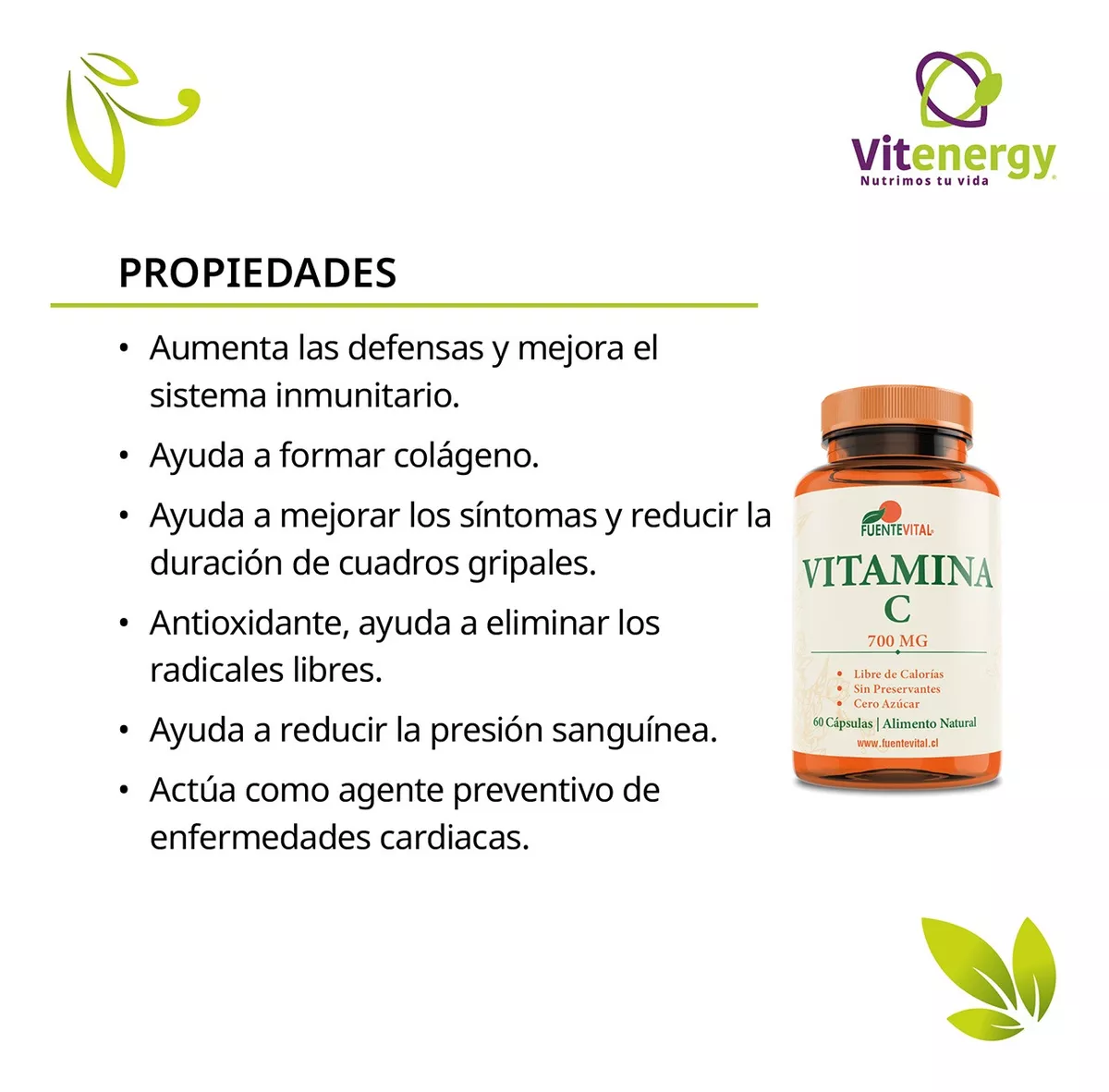 SUPLEMENTO ALIMENTICIO FUENTE VITAL VITAMINA C CÁPSULA VEGETAL PACK X 3 - 2