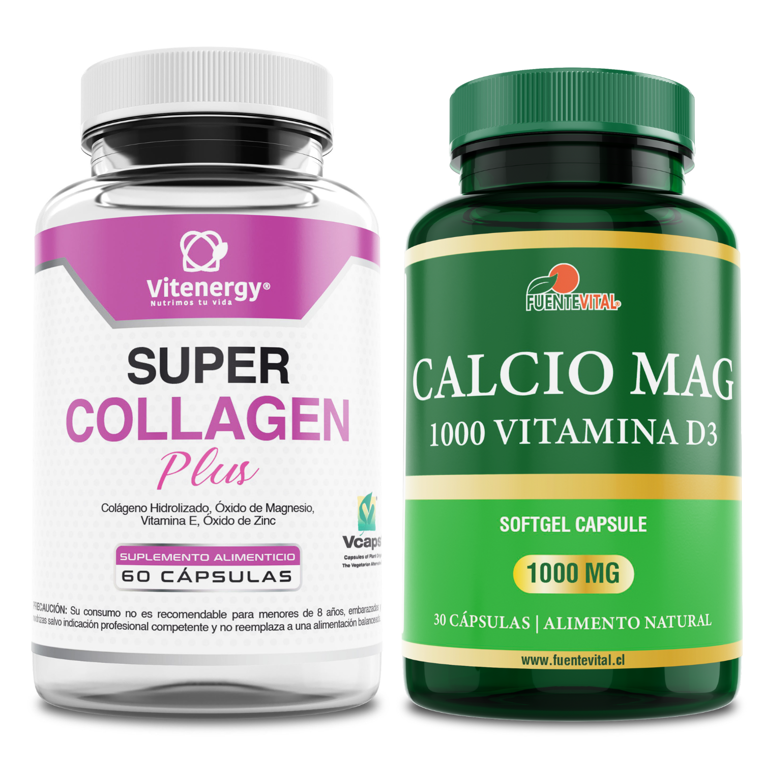 PACK VITENERGY COLAGENO ZINC MAGNESIO VITAMINA E + CALCIO VITAMINA D3 OFERTA PACK - 1