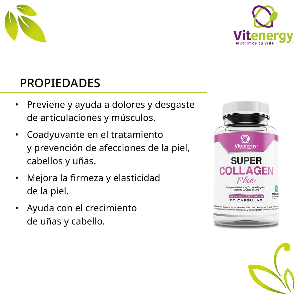 PACK VITENERGY COLAGENO ZINC MAGNESIO VITAMINA E + CALCIO VITAMINA D3 OFERTA PACK - 2