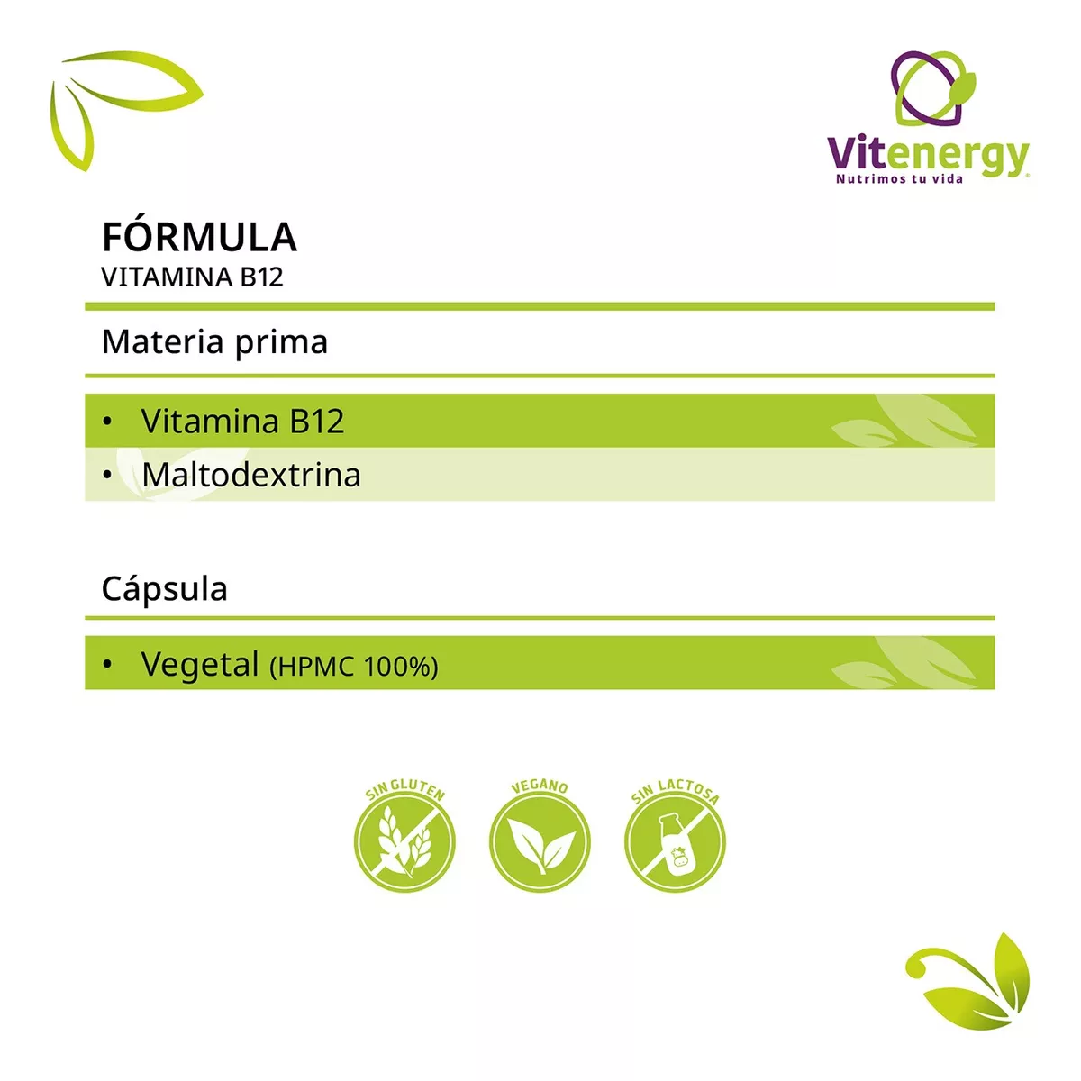 SUPLEMENTO ALIMENTICIO FUENTE VITAL VITAMINA B12 CAPSULA VEGETAL METILCOBALAMINA PACK X 3 - 5