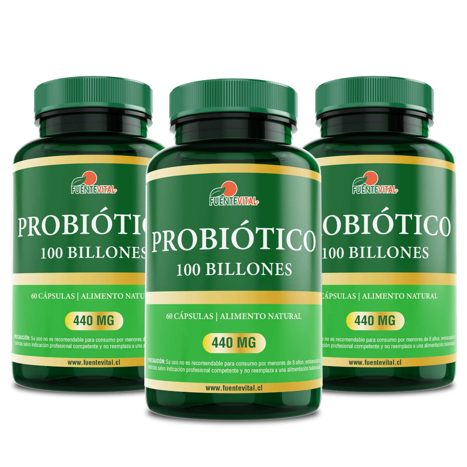 PACK X3 FUENTE VITAL PROBIÓTICOS 100 BILLONES 10 CEPAS CÁPSULA VEGETAL OFERTA - 1