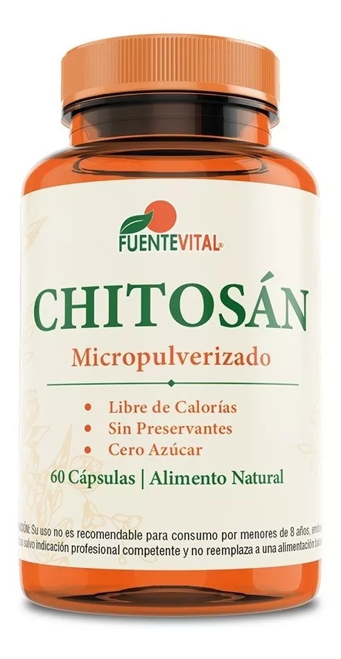 SUPLEMENTO ALIMENTICIO FUENTE VITAL CHITOSAN 100% 60 CÁPSULAS QUEMADOR NATURAL OFERTA - 1