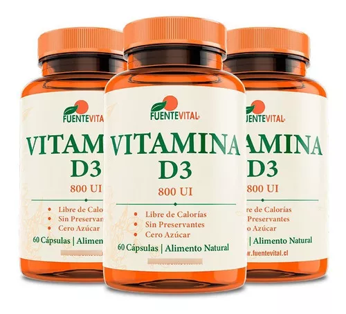 SUPLEMENTO ALIMENTICIO FUENTE VITAL VITAMINA D3 800 UI CAPSULAS VEGETALES PACK X 3 - 1