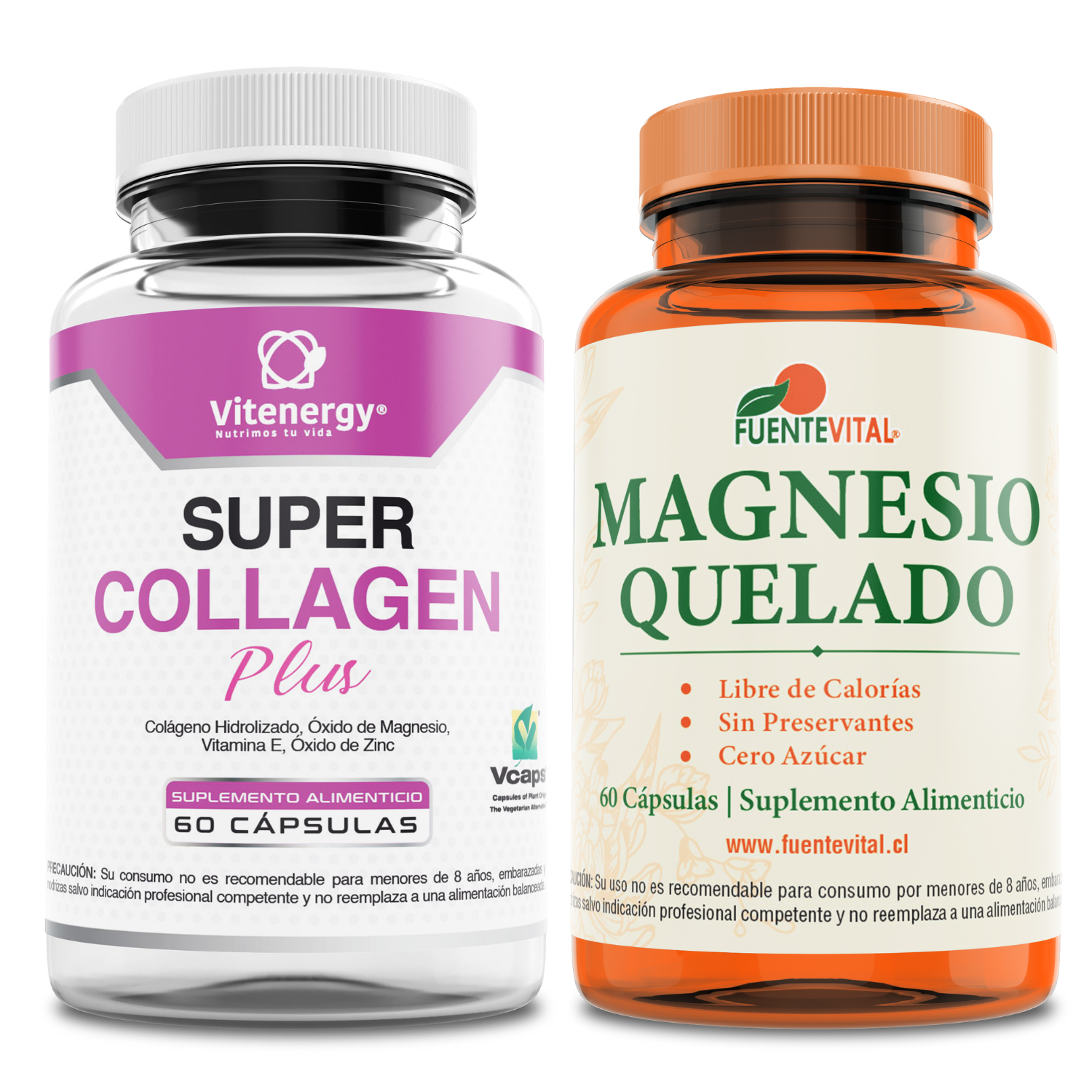 PACK VITENERGY MAGNESIO QUELADO + COLÁGENO HIDROLIZADO + ZINC +VITAMINA E - 1