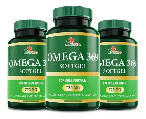 TRIPLE OMEGA 369 FUENTE VITAL FV 3 FRASCOS 3X60 CAPS EPA DHA. SOFTGEL 180 CAPSULAS BLANDAS 720MG - 1