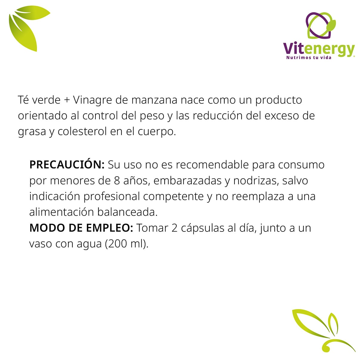 TE VERDE VITENERGY + VINAGRE MANZANA PREMIUM DETOX DEPURADOR X 3 - 3