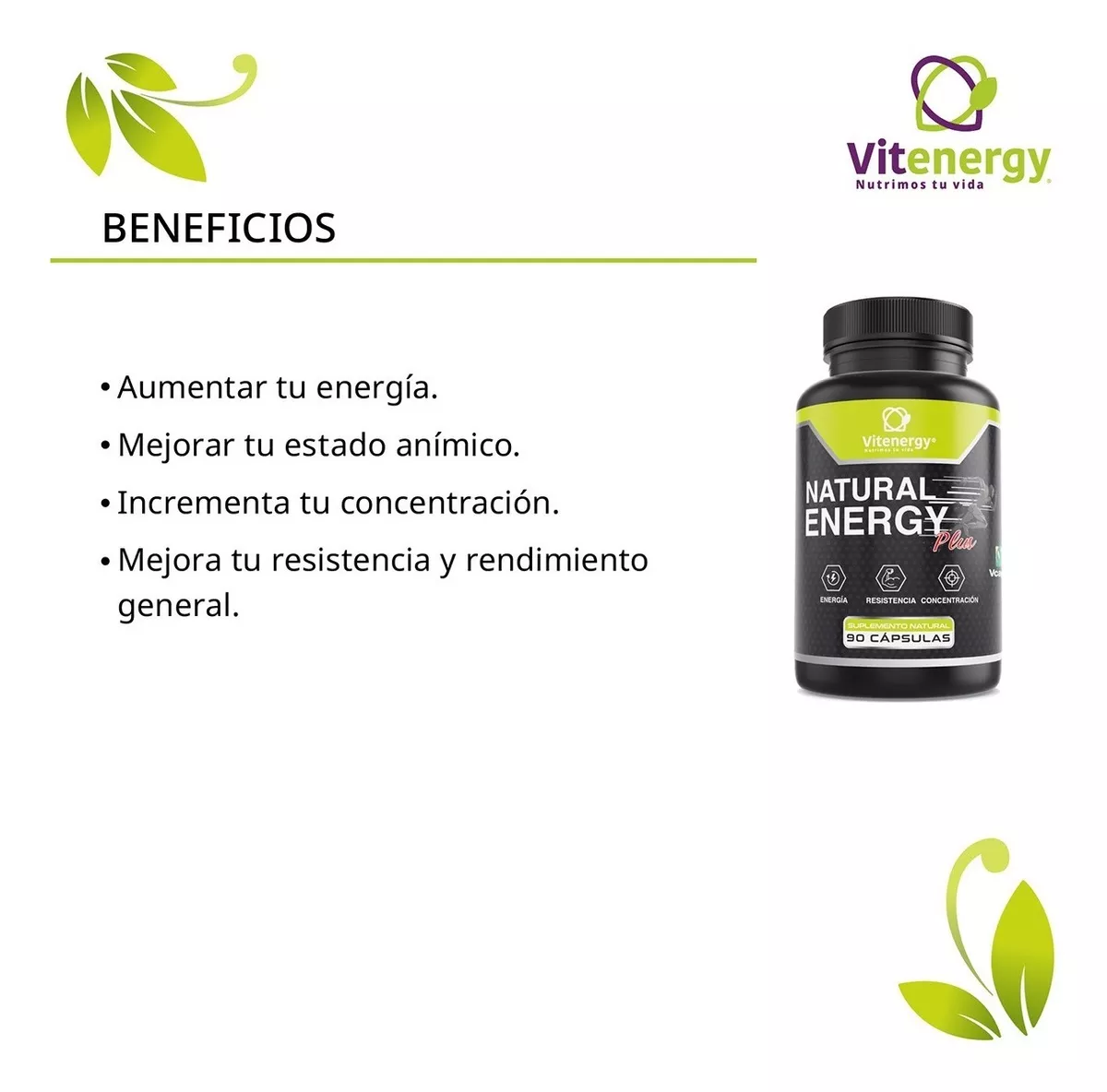 SUPLEMENTO ALIMENTICIO VITENERGY NATURAL ENERGY PLUS COMPLEJO B + ENERGIZANTE 100% NATURAL - 2