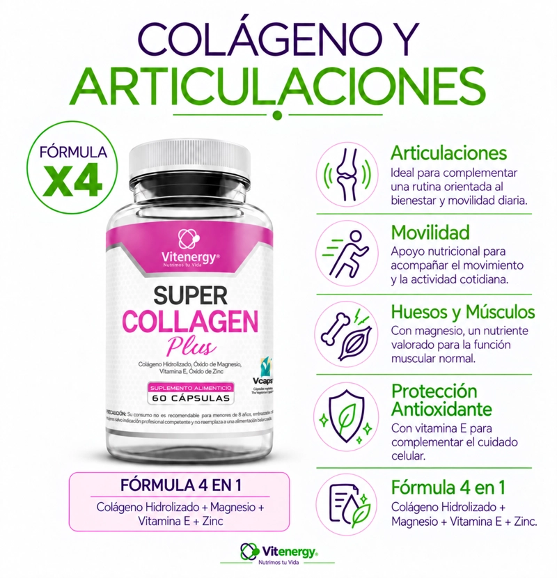 PACK VITENERGY VITAMINAS K2 D3 + SÚPER COLÁGENO HIDROLIZADO (+ZINC + VITAMINA E + MAGNESIO) - 3