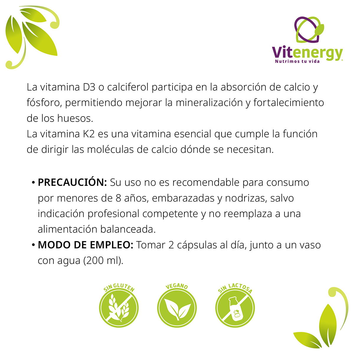 PACK VITENERGY VITAMINAS K2 D3 + SÚPER COLÁGENO HIDROLIZADO (+ZINC + VITAMINA E + MAGNESIO) - 3