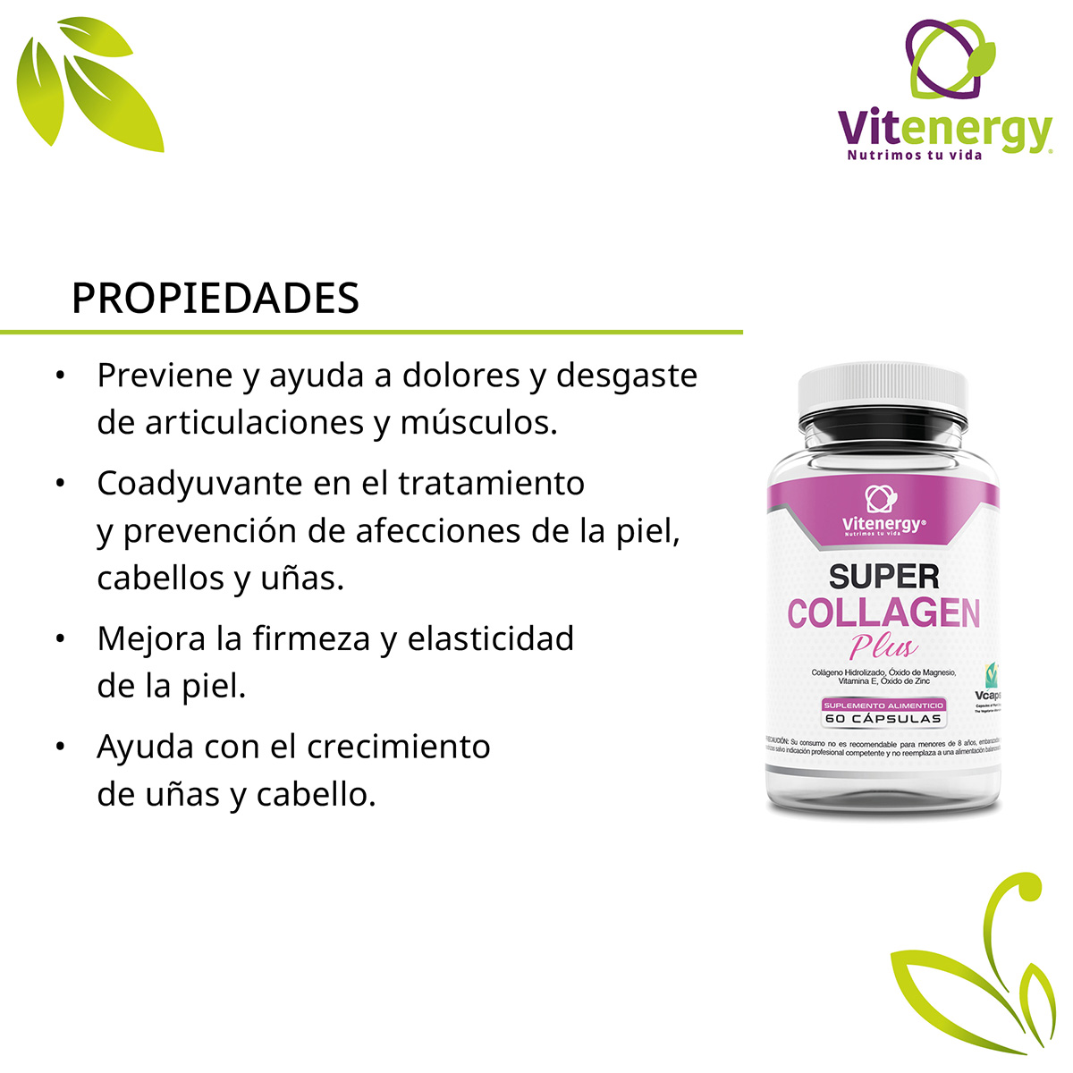 PACK VITENERGY VITAMINAS K2 D3 + SÚPER COLÁGENO HIDROLIZADO (+ZINC + VITAMINA E + MAGNESIO) - 5
