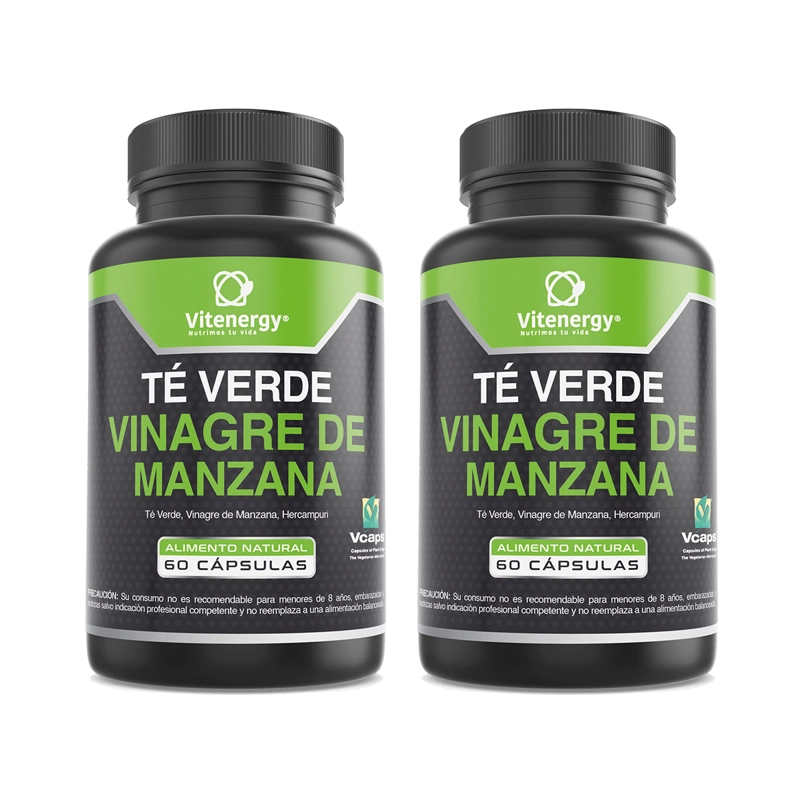 PACK 2 QUEMADOR DE GRASA VITENERGY TE VERDE + VINAGRE MANZANA + HERCAMPURI QUEMADOR NATURAL - 1