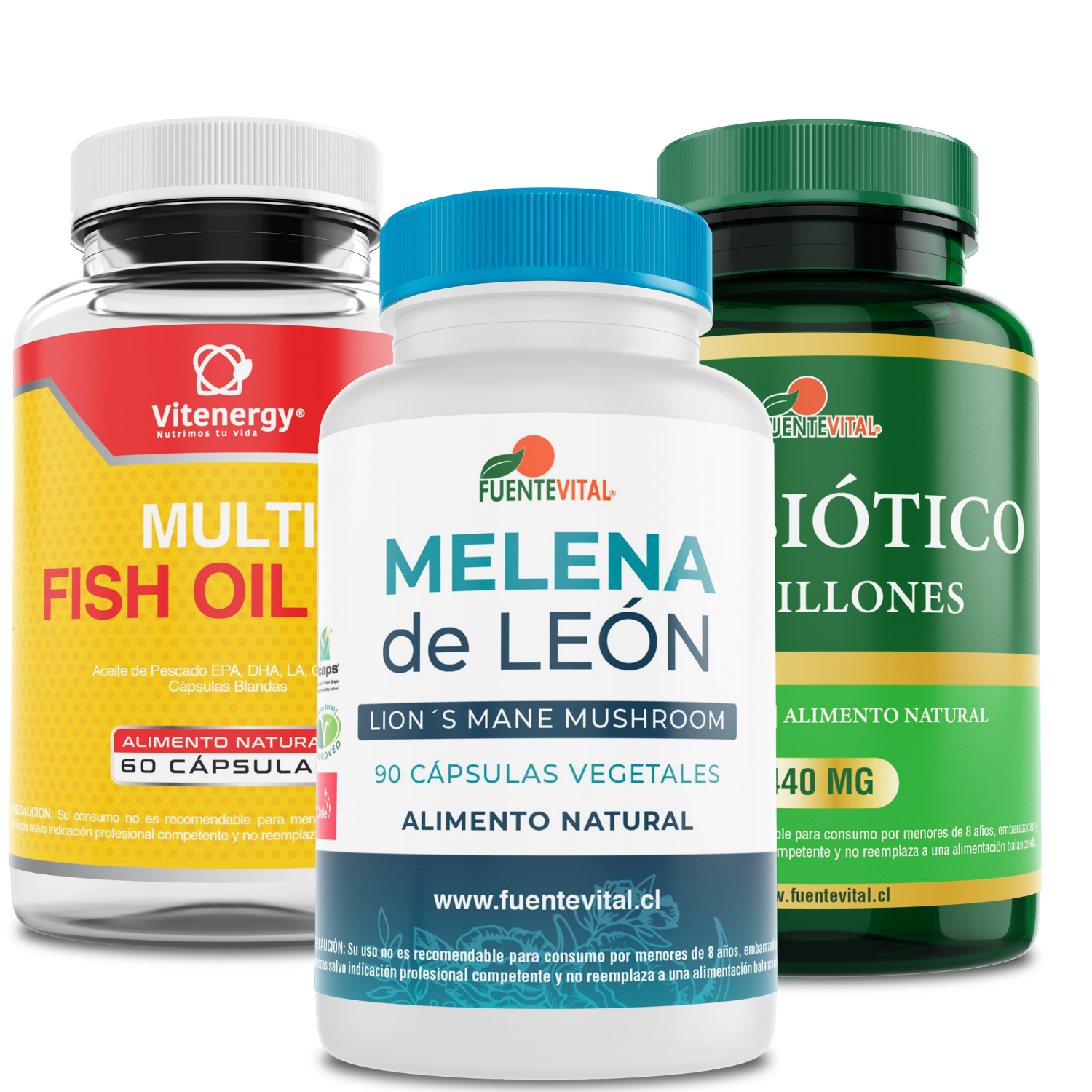 SUPLEMENTO ALIMENTICIO VITENERGY MELENA DE LEÓN HONGO 100%+ PROBIÓTICO + MULTI OMEGA 369 PACK - 1