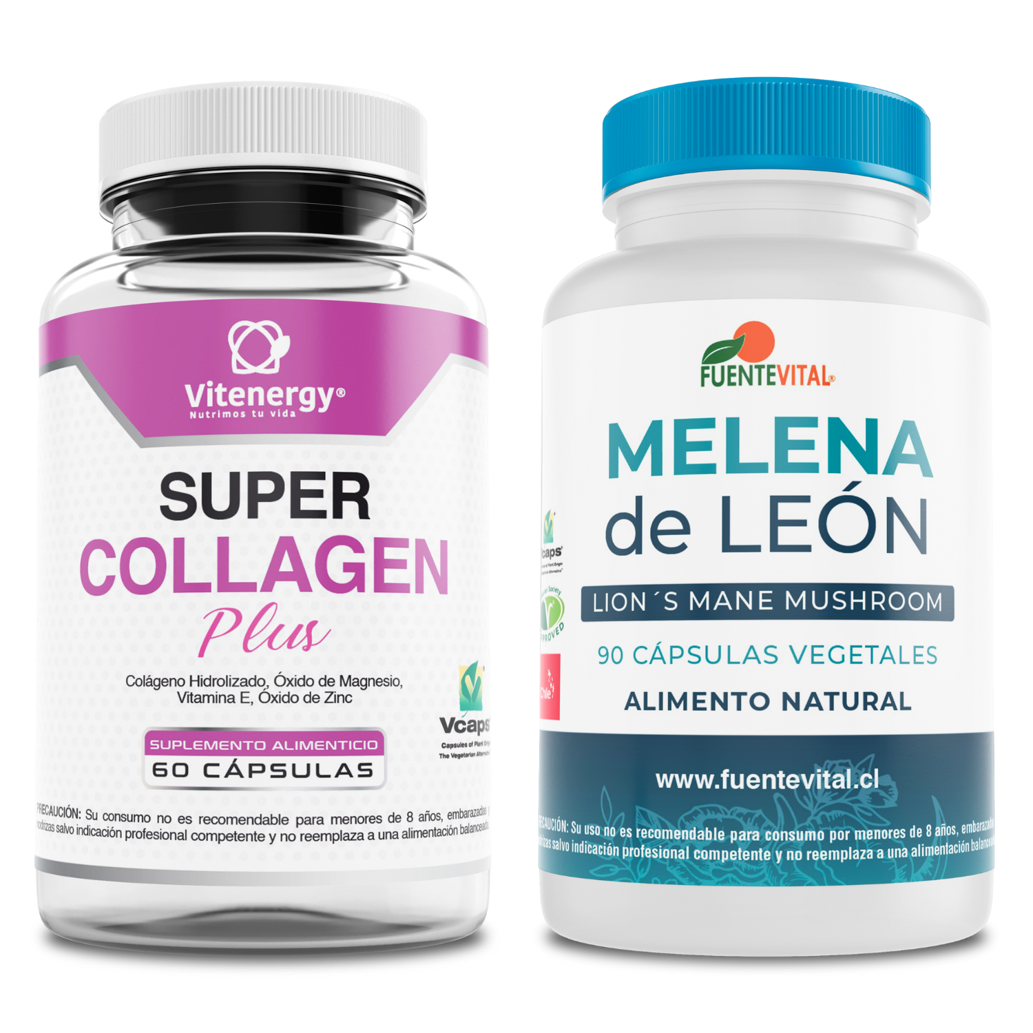 SUPLEMENTO ALIMENTICIO VITENERGY PACK MELENA DE LEÓN + COLÁGENO - VITAMINA E, MAGNESIO, ZINC - 1