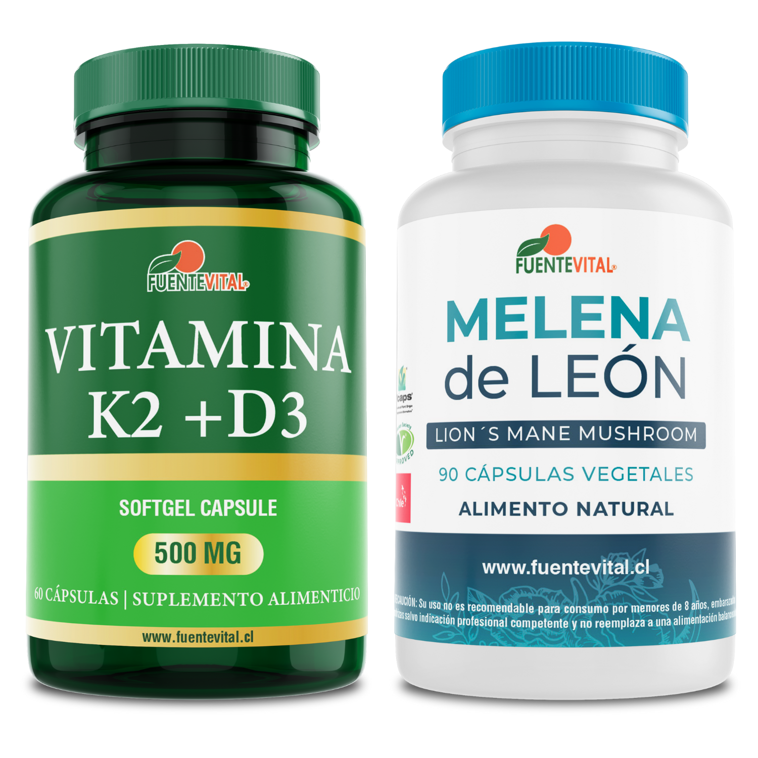 SUPLEMENTO ALIMENTICIO VITENERGY MELENA DE LEÓN HONGO 100% + VITAMINA K2 - D3 - PACK OFERTA - 1