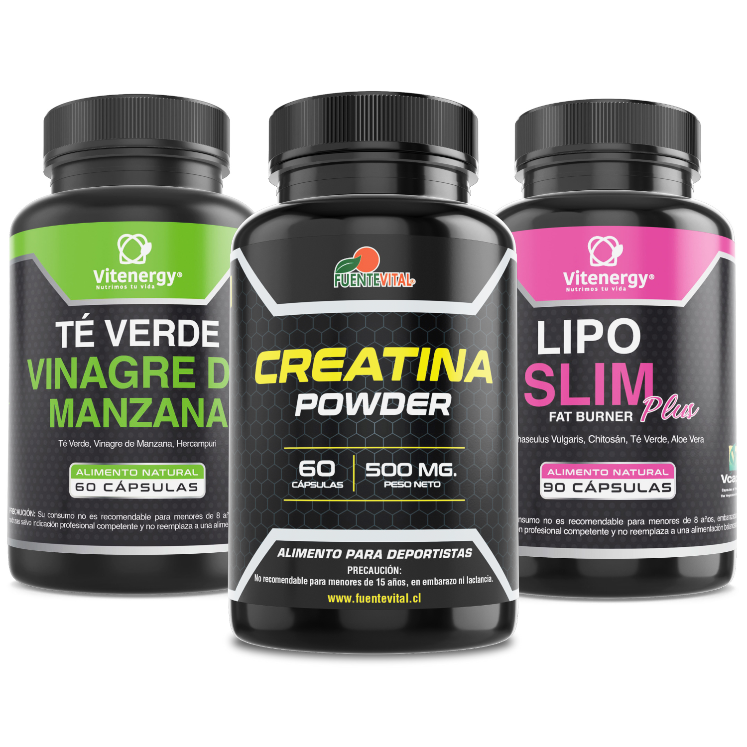 SUPLEMENTO ALIMENTICIO VITENERGY CREATINA + LIPO SLIM BLOQUEADOR CARBO + TÉ VERDE VINAGRE MANZANA - 1