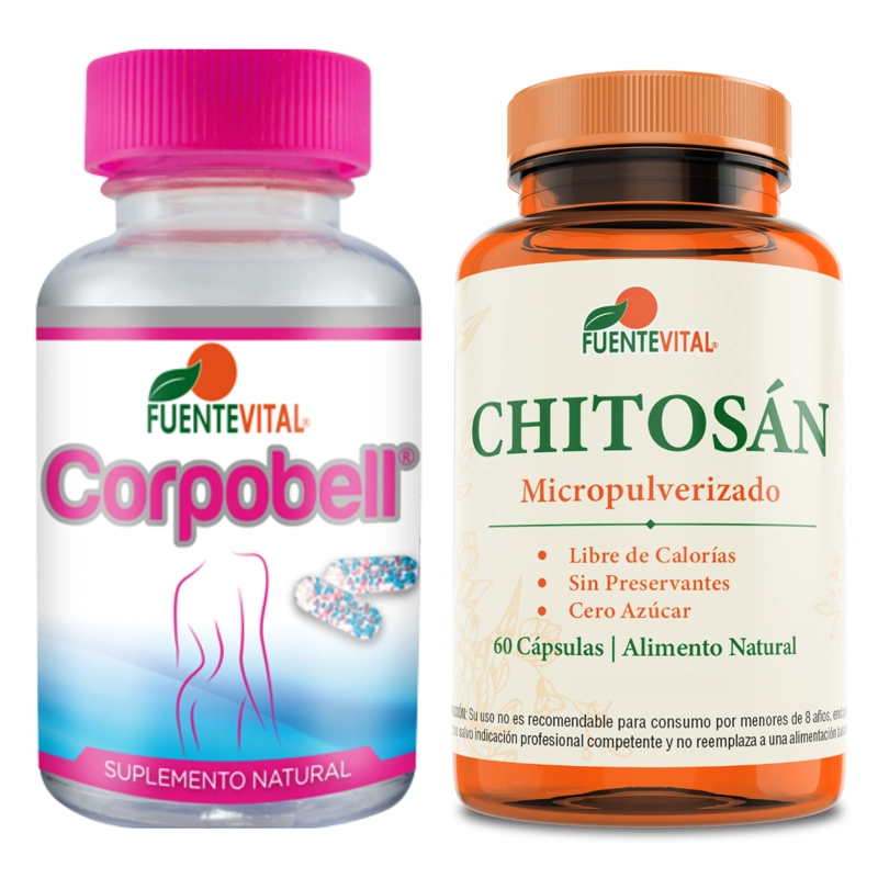 PACK SUPLEMENTO FUENTE VITAL CHITOSAN + ACEITE DE CARTAMO Y SESAMO CORPOBELL - 1