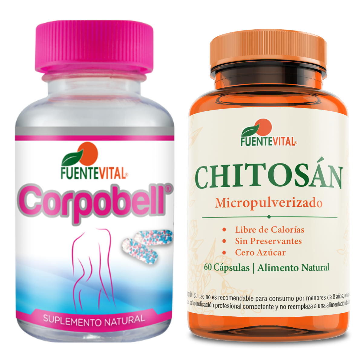 PACK SUPLEMENTO FUENTE VITAL CHITOSAN + ACEITE DE CARTAMO Y SESAMO CORPOBELL - 1