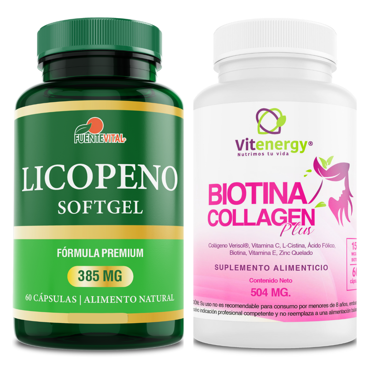 PACK COLAGENO VITENERGY BIOTINA ZINC + ANTIOXIDANTE LICOPENO - 1