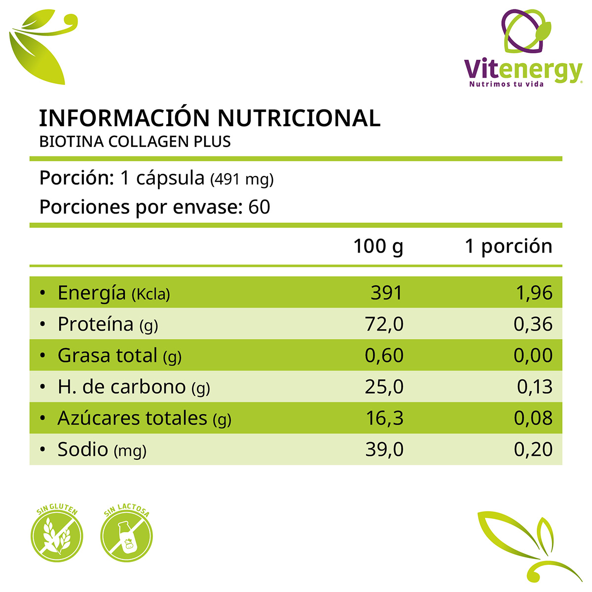 PACK COLAGENO VITENERGY BIOTINA ZINC + PROBIOTICO 100 BILLONES - 8