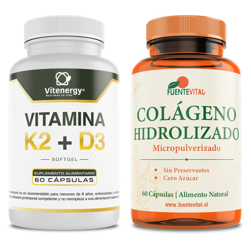 PACK COLAGENO FUENTE VITAL HIDROLIZADO + VITAMINA K2 + D3 - 1