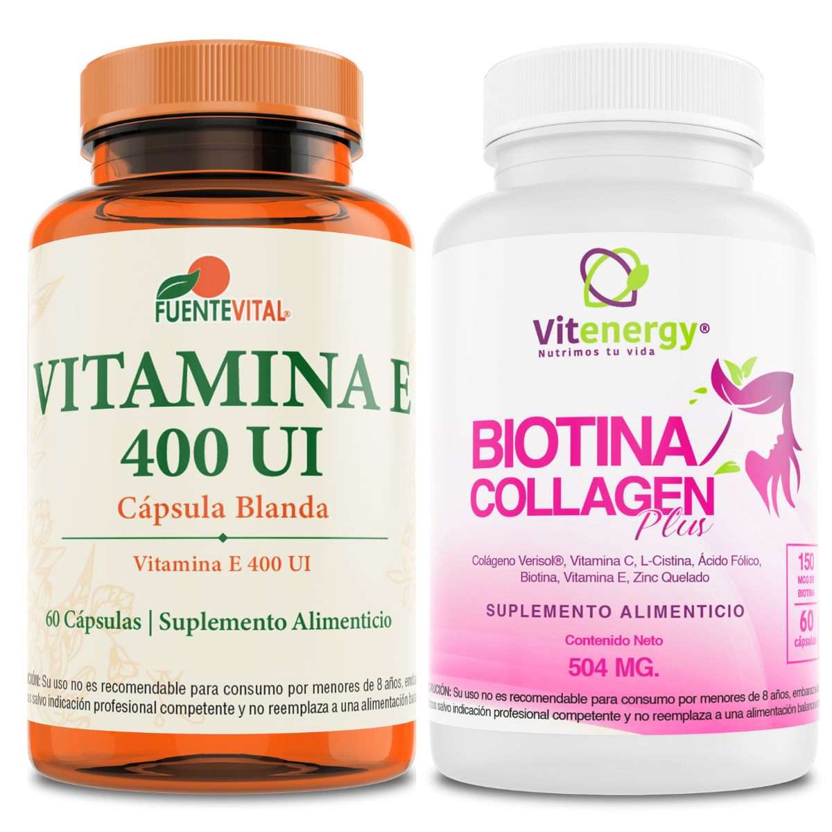 PACK COLAGENO FUENTE VITAL BIOTINA ZINC + VITAMINA E 400 UI - 1