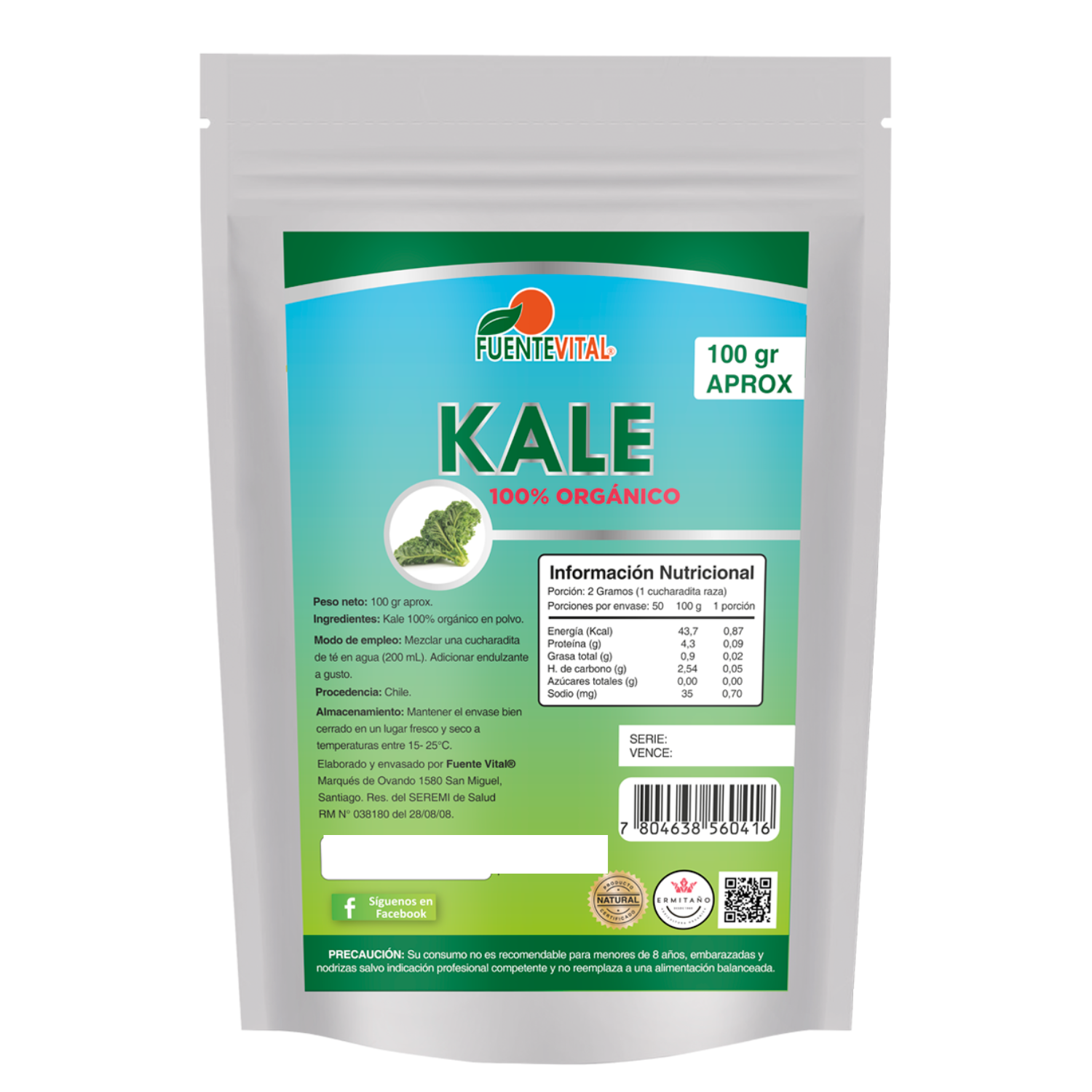 SUPLEMENTO FUENTE VITAL KALE ORGANICO MICROPULVERIZADO OFERTA POLVO 100 GR - 1